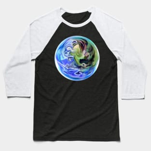 Swirly Planet Earth Globe Baseball T-Shirt